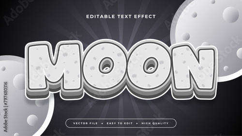 Gray grey white and black moon 3d editable text effect - font style