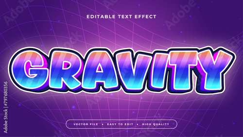 Blue white and purple violet gravity 3d editable text effect - font style