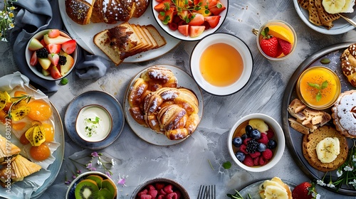 A Visual Journey through Appetizing Food Photography Featuring a Spectrum of Morning Delicacies