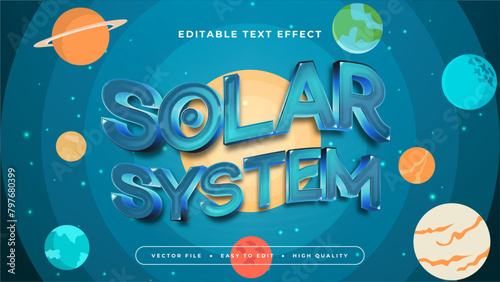 Blue orange and green solar system 3d editable text effect - font style
