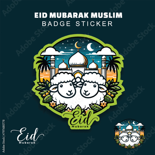 Set Eid Adha Mubarak Greeting design, with Arabic Islamic calligraphy and a new model islamic ornament modern concept. vector illustration