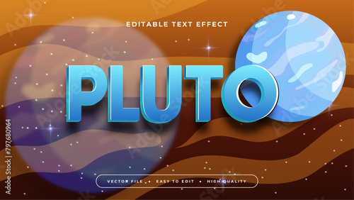 Brown blue and white pluto 3d editable text effect - font style