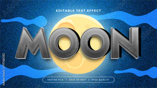 Gray grey yellow and blue moon 3d editable text effect - font style