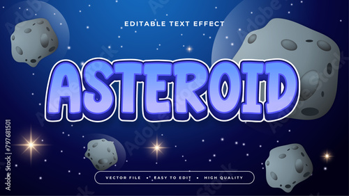Blue white and gray grey asteroid 3d editable text effect - font style