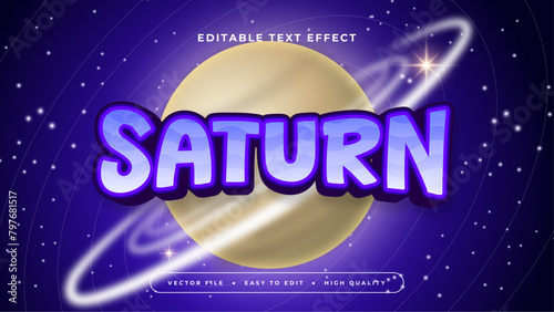 Blue yellow and purple violet saturn 3d editable text effect - font style