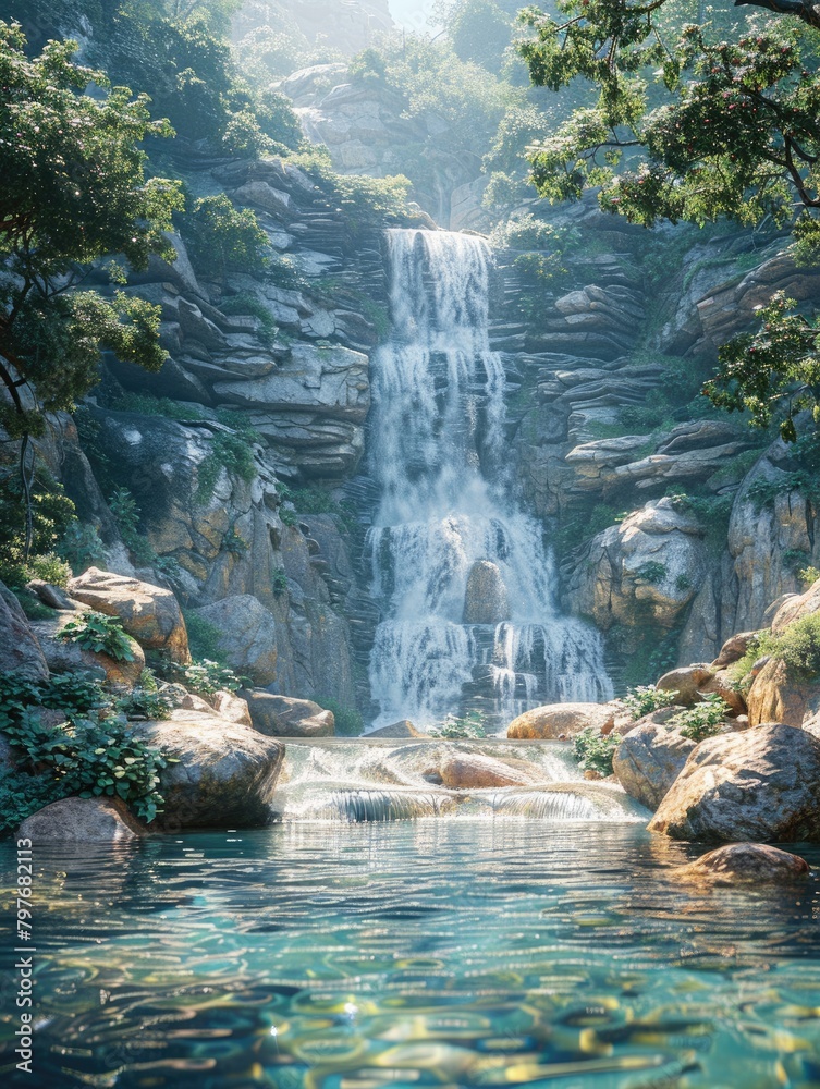 Naklejka premium Waterfalls in the valley