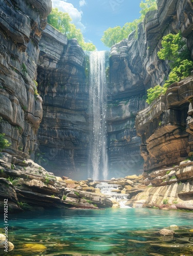 Waterfalls in the valley