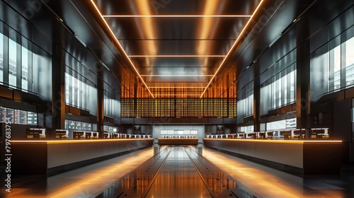 futuristic stock exchange trading floor
