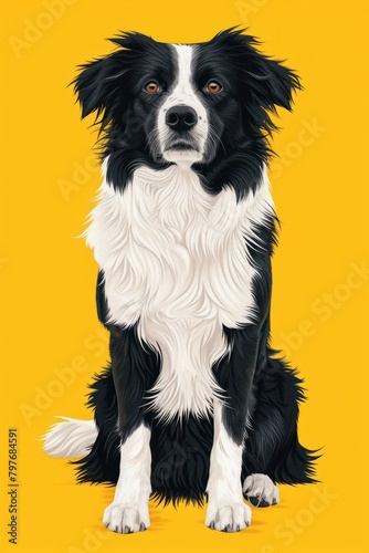 flat illustration of Border Collie with calming colors