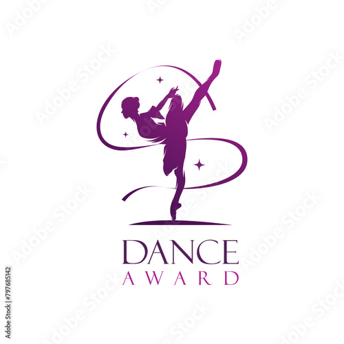 Vector woman in ballet design logo illustration