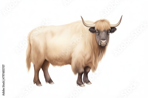 A drawing watercolor Yak  A longhaired bovid found in the Himalayan region of South Central Asia photo