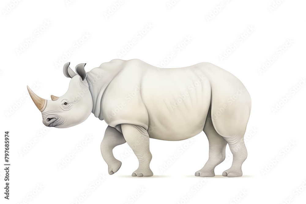 Obraz premium A drawing watercolor of Greater OneHorned Rhinoceros Also known as the Indian rhinoceros