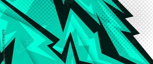 Black white and green vector abstract speed sport banner. Graphic abstract stripe racing banner kit designs for wrap vehicle, race car, rally, adventure and livery
