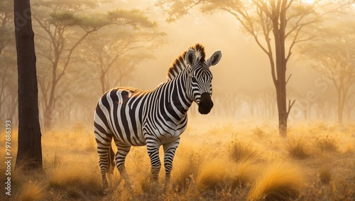 zebra in the savannah photo