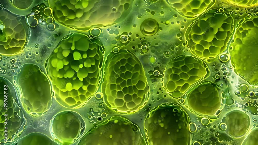 A microscope image of a single microalgae cell its intricate structure ...