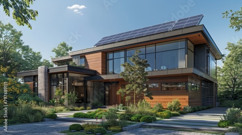 A Modern Home Powered by Solar Energy Showcases Eco-Friendly Living © Godam