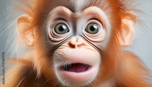baby orangutan looking surprised