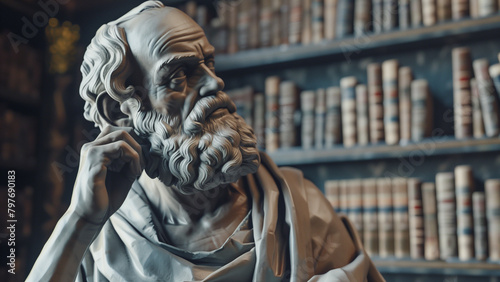 In the Realm of Thought: A Stoic Philosopher’s Statue in the Library