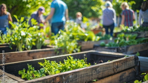 Urban Gardeners Harvesting Fresh Produce in a City Community