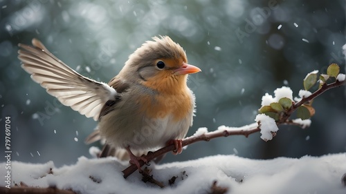 robin on snow © Qazi Sanawer