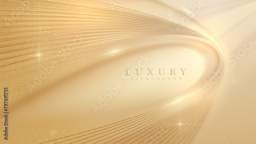 Luxury Abstract Gold Background with Glitter Light Effect Decoration.