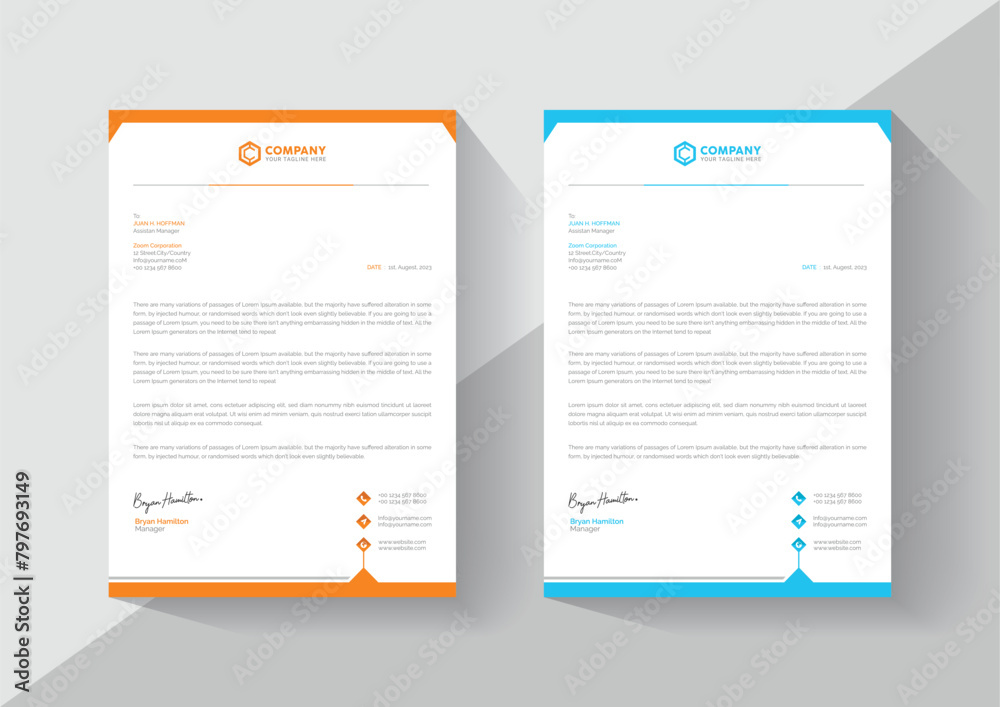Corporate letterhead template,  Modern letterheads templates design for your business and project, Vector illustration