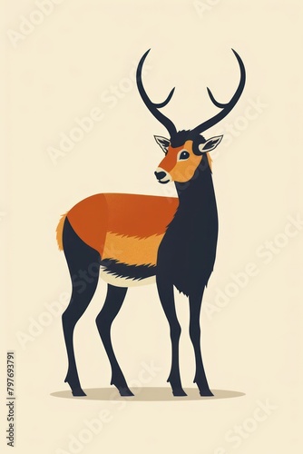 flat illustration of markhor with calming colors