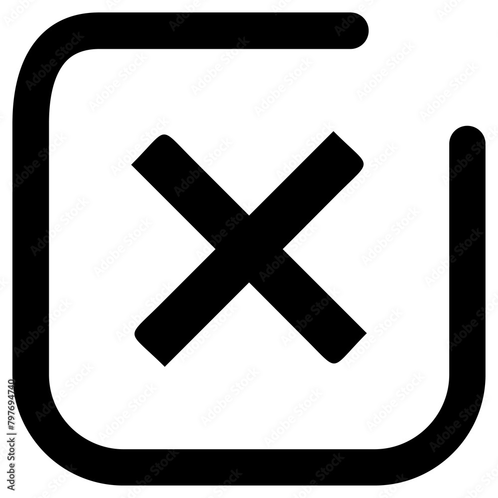 Black Cross Mark with Cut Out Square Outline
Black Cross Mark with Cut Out Square Outline