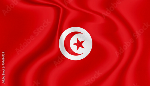tunisia national flag in the wind illustration image photo