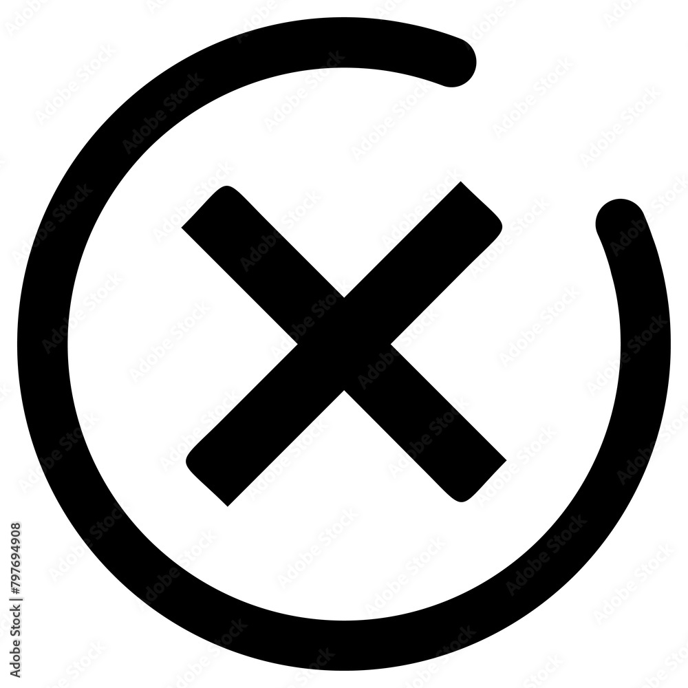 Black Cross Mark with Cut Out Round Outline
Black Cross Mark with Cut Out Round Outline