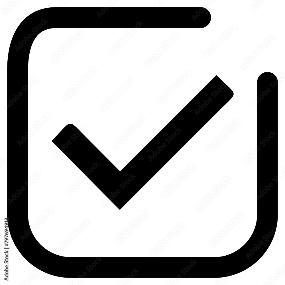 Black Check Mark with Cut Out Square Outline
