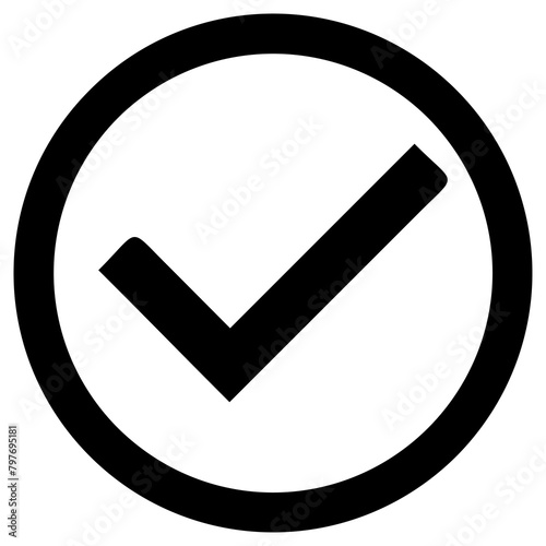Black Check Mark with Round Outline 