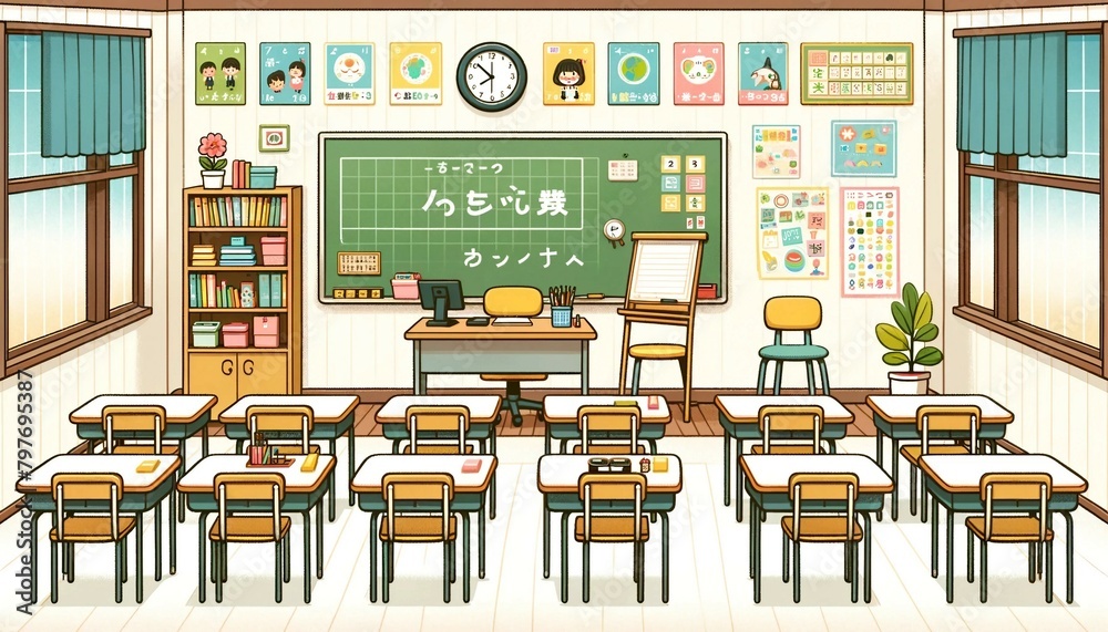 Japanese Elementary School Classroom, Generative AI Japanese Elementary School Classroom, Generative AI