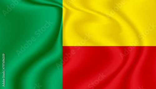 Obraz na płótnie benin national flag in the wind illustration image