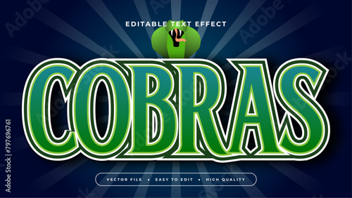 Green white and blue cobras 3d editable text effect - font style