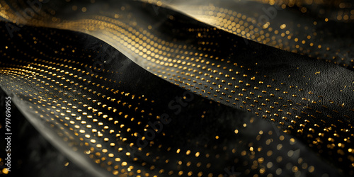 Wellenmotiv in leuchtenden gold mit schwarzen Farben als Hintergrundmotiv für Webdesign, ai generativ © www.freund-foto.de