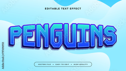 Blue and white penguins 3d editable text effect - font style