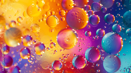 Colorful pastel artistic image of oil drop on water for modern and creation design background ,Oil drops in water ,Defocused abstract psychedelic pattern ,background with colorful gradient colors.
