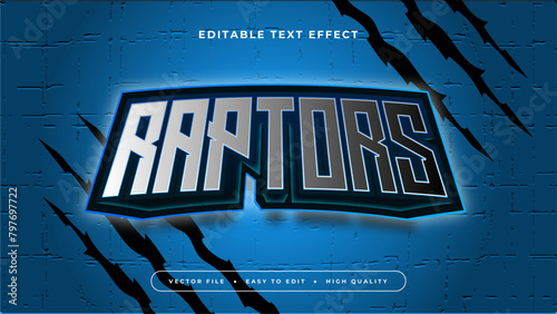 Black blue and gray grey raptors 3d editable text effect - font style