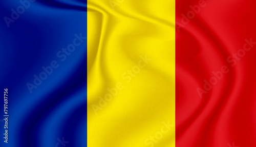 chad national flag in the wind illustration image