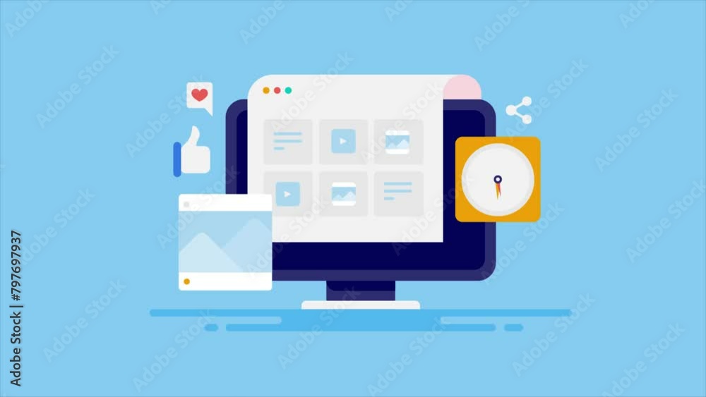 Social media software app, content calendar and post planner, automatic scheduler digital technology concept, video animation. Social media software app, content calendar and post planner, automatic scheduler digital technology concept, video animation.