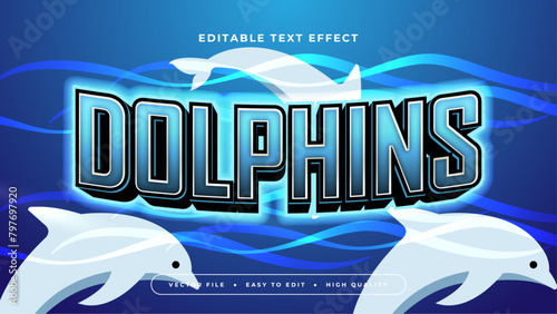 White and blue dolphins 3d editable text effect - font style