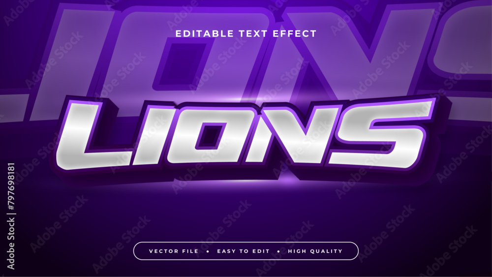 Gray grey and purple violet lions 3d editable text effect - font style