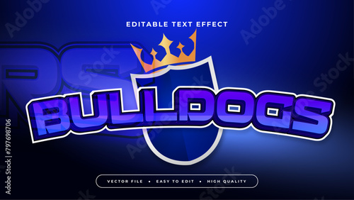 Blue white and gold bulldogs 3d editable text effect - font style