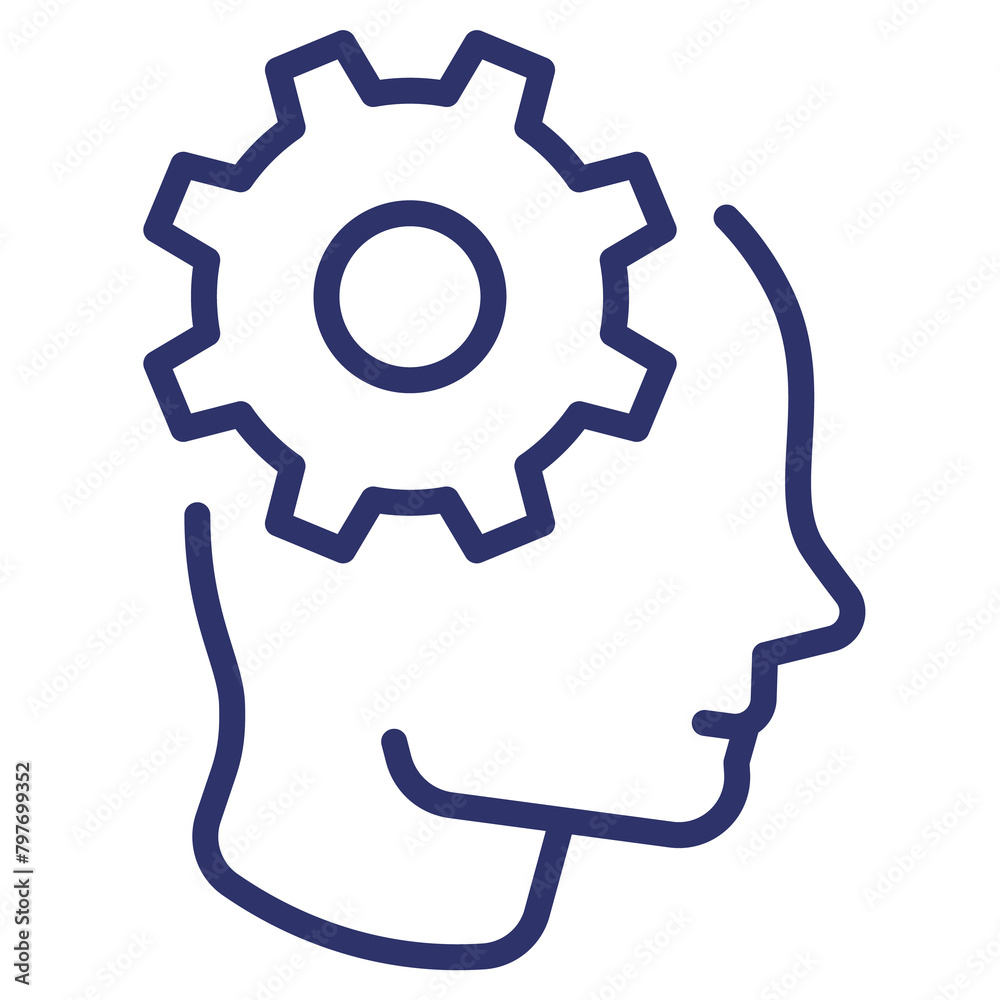 creativity, thinking line icon with head and gear creativity, thinking line icon with head and gear