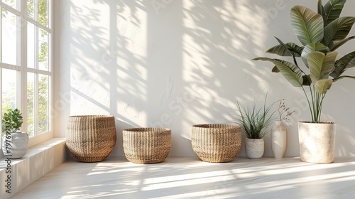 Woven Baskets Add a Touch of Natural Elegance to a Bright, Airy Room