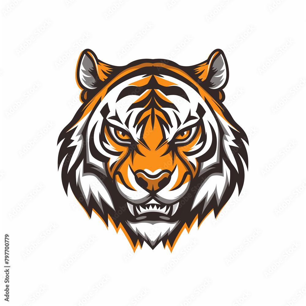 furious tiger head mascot logo isolated on white background