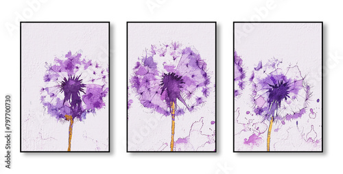 Abstract art watercolor style, modern art wall wallpaper, mural, carpet, hanging painting, flower © Wirestock