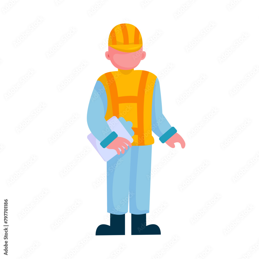 Construction worker character illustration sets