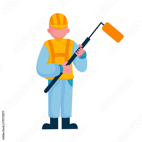 Construction worker character illustration sets